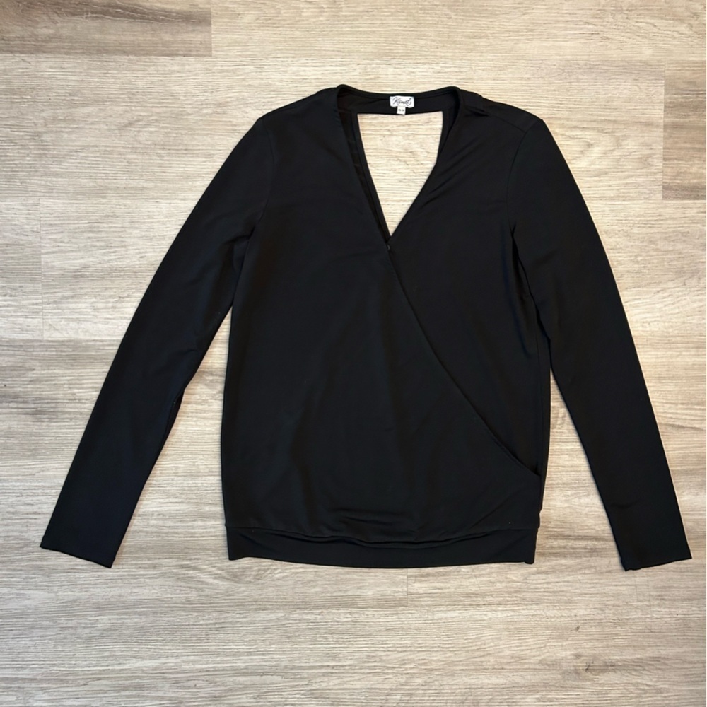 Kismet Black Long Sleeve Wrap Top - Picture 2 of 9
